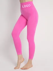 Leggings sportivi lavorati a maglia senza cuciture per le donne a vita alta controllo della pancia Fitnes Leggins allenamento in palestra femminile pantaloni attillati per il Fitness Femme