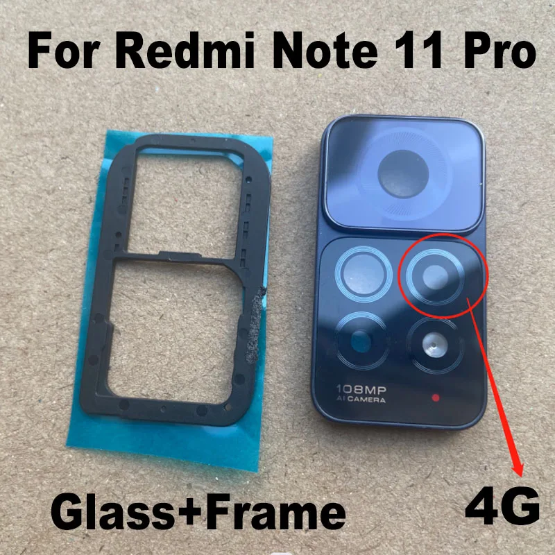 New For Xiaomi Redmi Note 11 Pro + 5G Rear Camera Glass Lens Back Camera Glass With Frame Holder Cover 4G Replacement