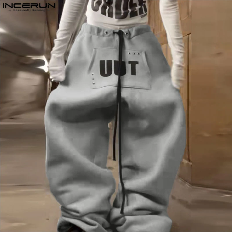 

INCERUN мужские брюки с принтом на шнурке, джоггеры, свободные повседневные брюки, мужская уличная одежда, мода 2025 года, мужские длинные брюки для отдыха, большие размеры