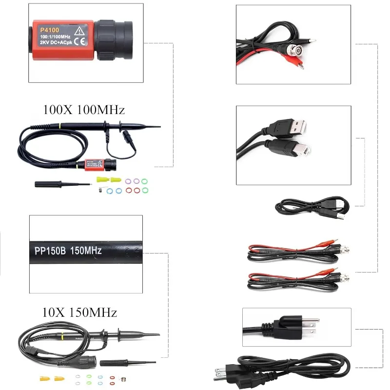 디지털 스토리지 랩 오실로스코프, DSO2D15, 150MHz 대역폭, 2CH 듀얼 채널, 1GSa/s, 8M 메모리 깊이, 1CH