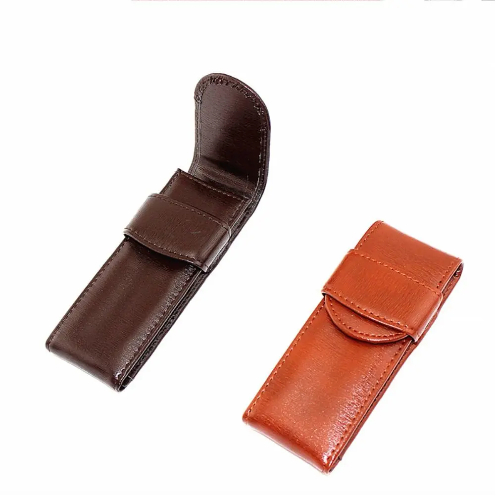 الأسطوانة القلم مقلمة قلم حبر الغطاء الواقي أسود/القهوة/البني عالية الجودة القلم حقيبة حامل الأكياس جلد مقاوم للماء #1