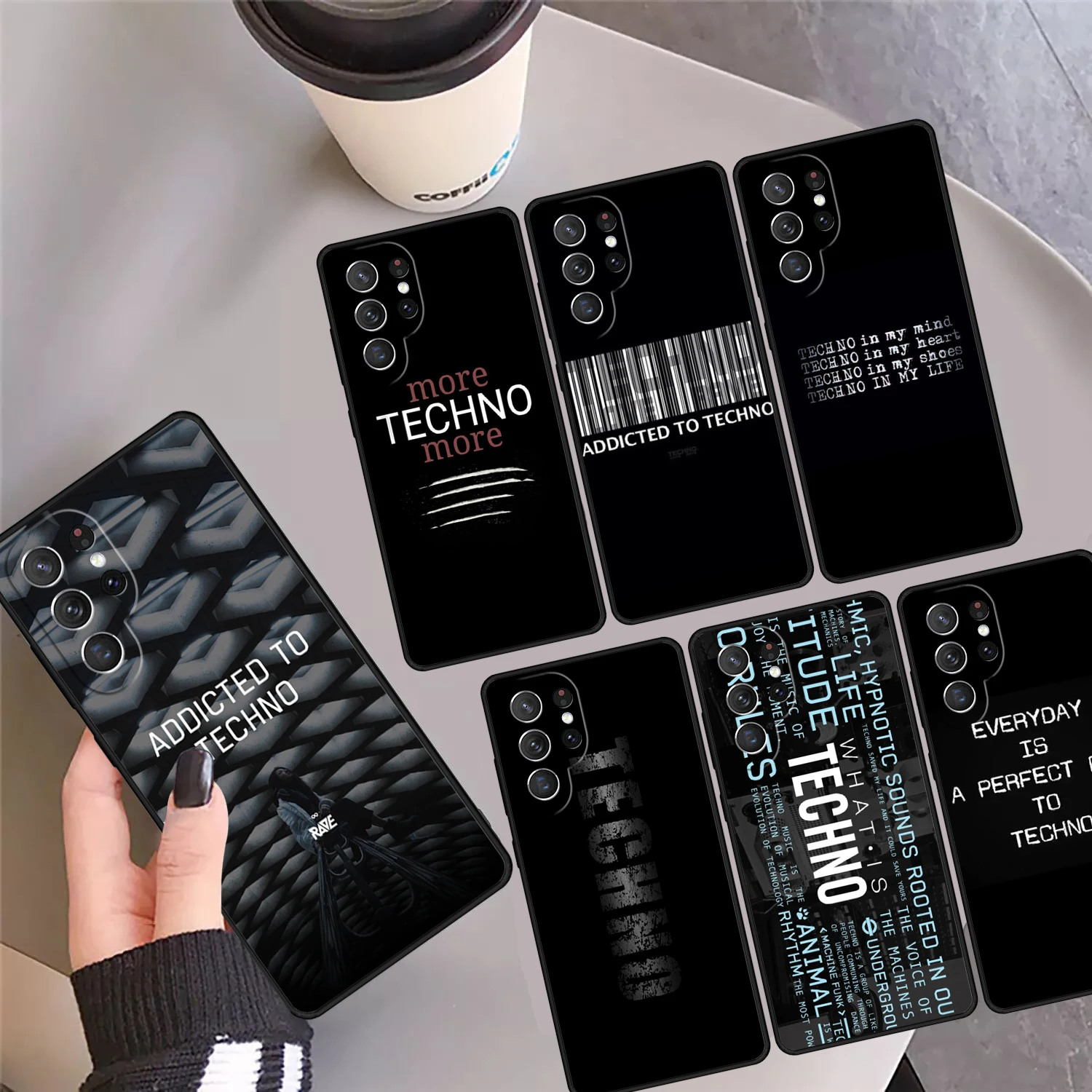 Love Techno Music Quotes outfit Phone Case Cover For Samsung Galaxy S24 Ultra 23 S22 Plus S21 FE S20 S8 S9 S10 Note 10 Pro 20