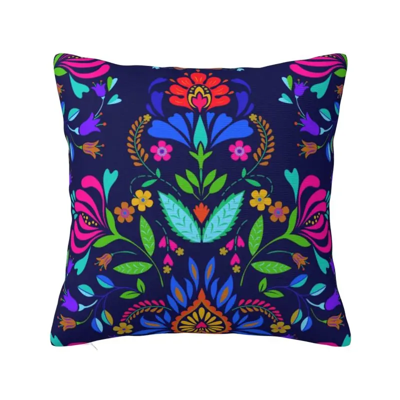 Custom Luxury Folk Mexican Vacation Art Sofa Cushion Cover Velvet Colorful Textile Embroidery Pillow Case Living Room Decoration