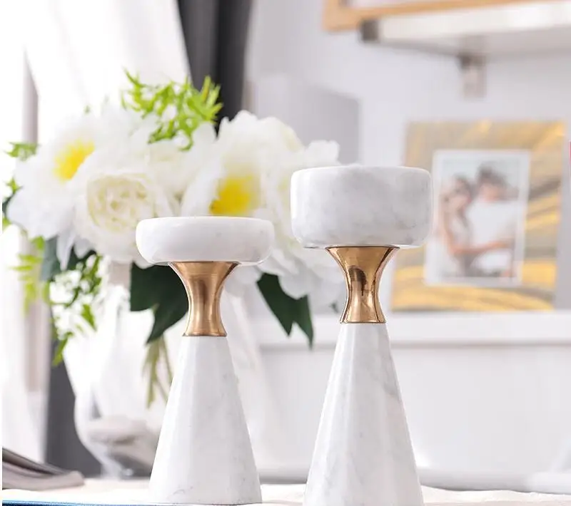

Modern Minimalist Marble Candle Holder - Luxury Dining & Coffee Table Decor, Elegant Home Accent for Model House Display