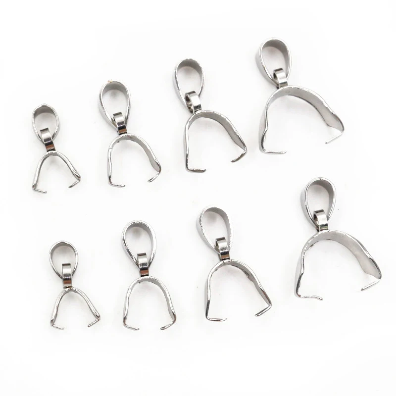 50pcs/lot Stainless Steel Pendant Pinch Bail Clasps Necklace Hooks Clips Connector DIY Jewelry Making Findings Accessories