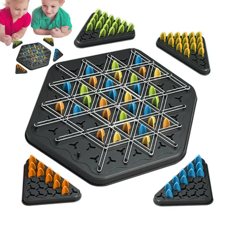 Geometry Chain Chess Puzzle Triangle Chess Kid Aldult Desktop Game Rubber Band Training Family Interaction Exercise Thinking Toy