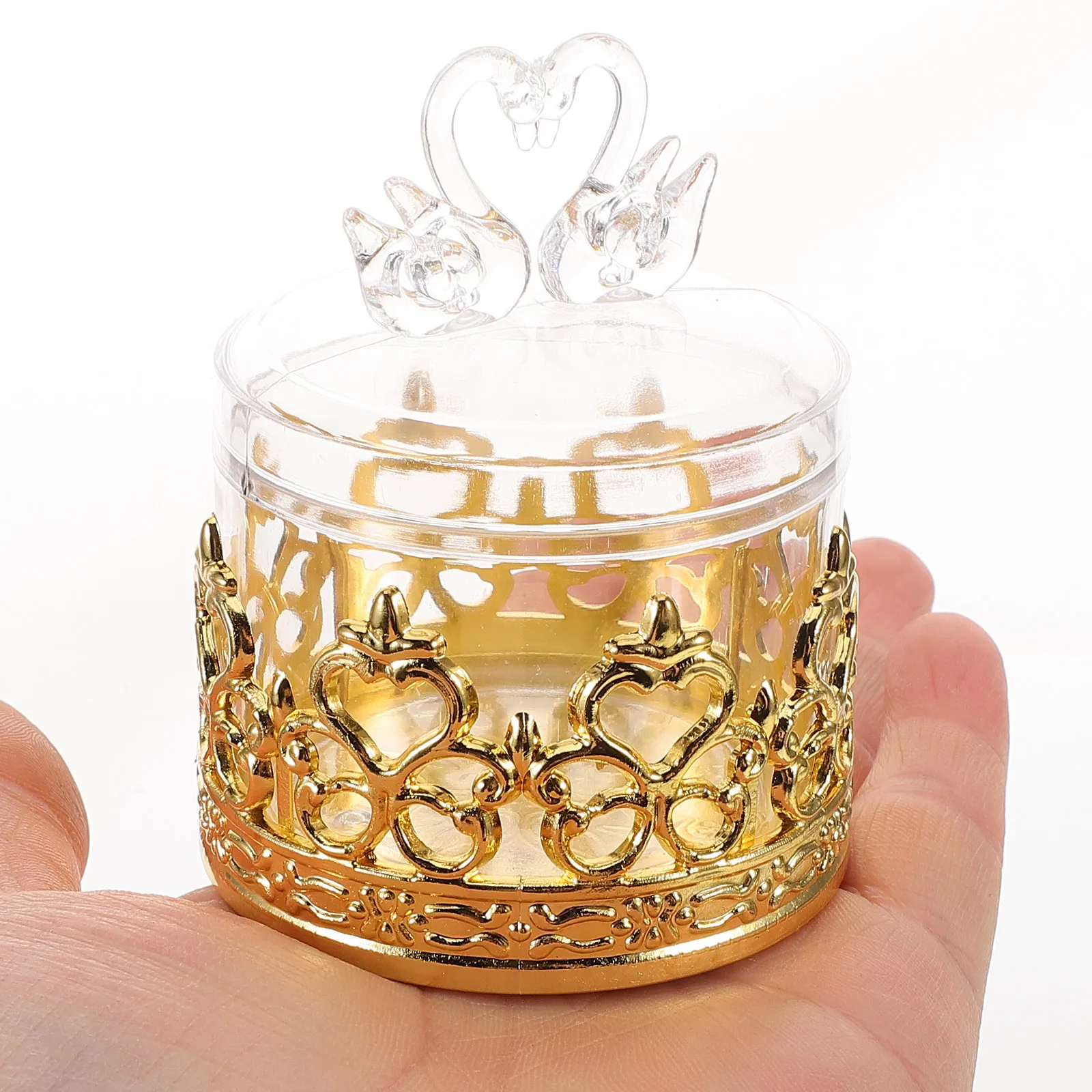 

12 Pcs Candy Boxes Clear Swan Shaped Plastic Holders Party Favors Gifts Elegant Containers Storage BoxesVintage Flower Wedding