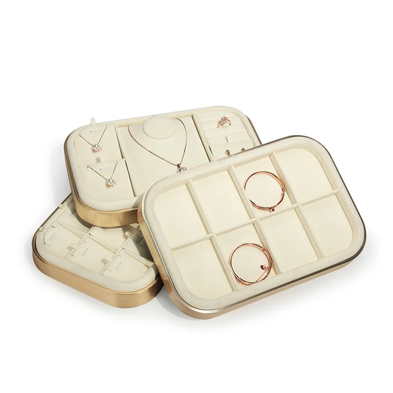 

Metal New Style Metal Beige Jewelry Display Tray Jewelry Bracelet Storage Tray Necklace Display Pendant Ring Bead Storage Tray