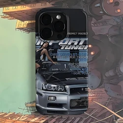 JDM drift Racing Modified cars Phone Case for iPhone 16 15 14 13 12 11 Pro Max XS XR XSMax 7 8 Plus Y2K Glossy HD Hard PC Cover