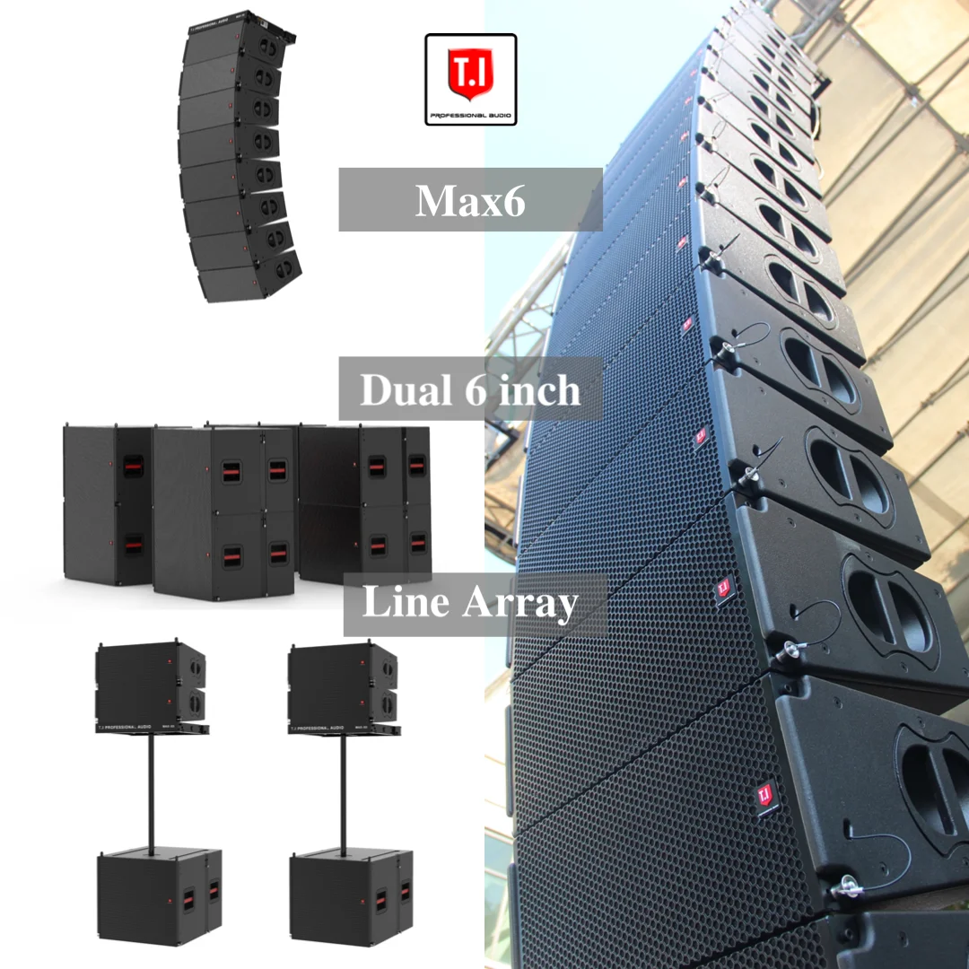 Акустическая система MAX-6 Line Array с двумя 6-дюймовыми вуферами, DJ-сабвуфер 18 дюймов, басовые динамики, звуковое оборудование, усилители, колонки