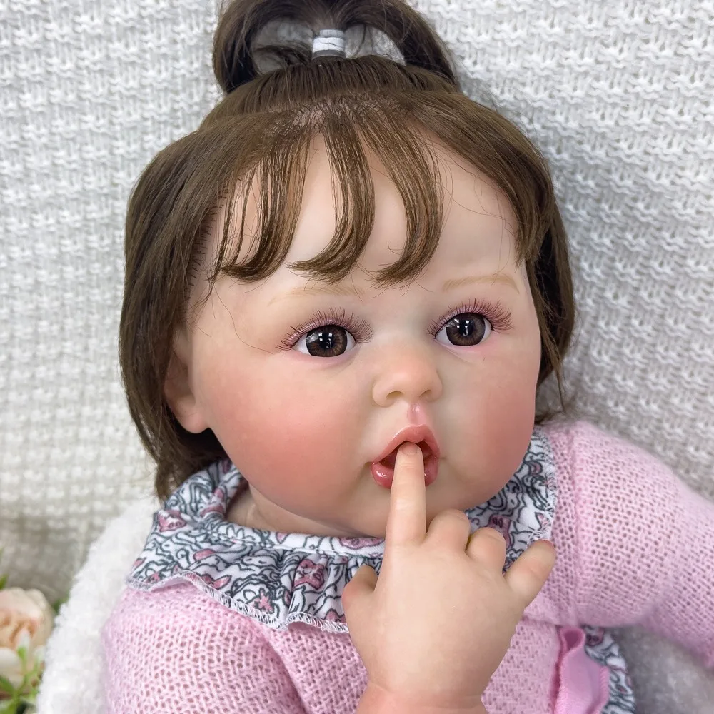 Novo 60cm pintado simulado bebê reborn boneca completa de plástico macio grande simulado menina brinquedo W-3039