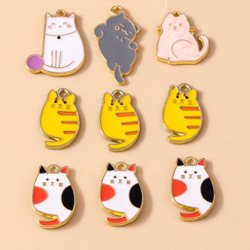 20 Stück Cartoon-Mix-Tier-Charms, Emaille-Hunde- und Katzen-Charms für Schmuckherstellung, Ohrringe, Anhänger, Halsketten, DIY-Bastelzubehör – Detail 10
