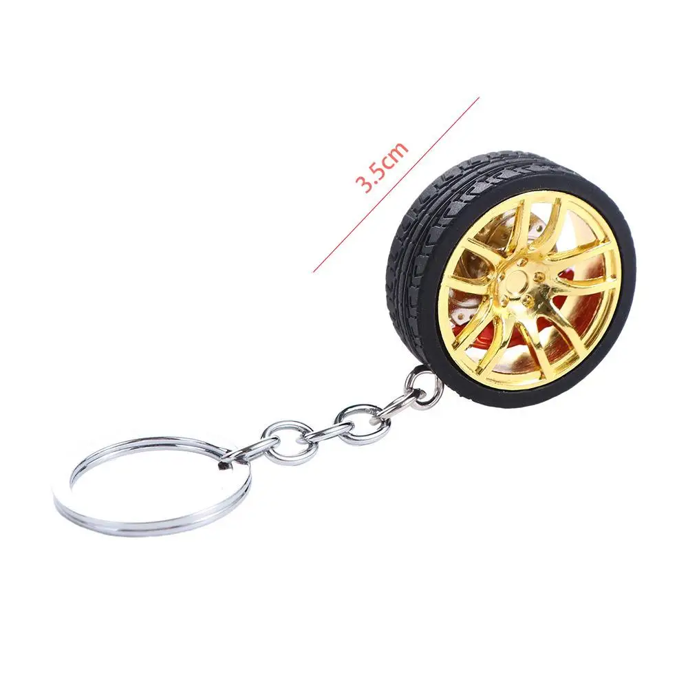 Simulation Tire Car Wheel Keychain Alloy Wheel Rim Simulation 3D Tire Rubber Tire Keyring Auto Wheel Silicone Car Lover Gifts