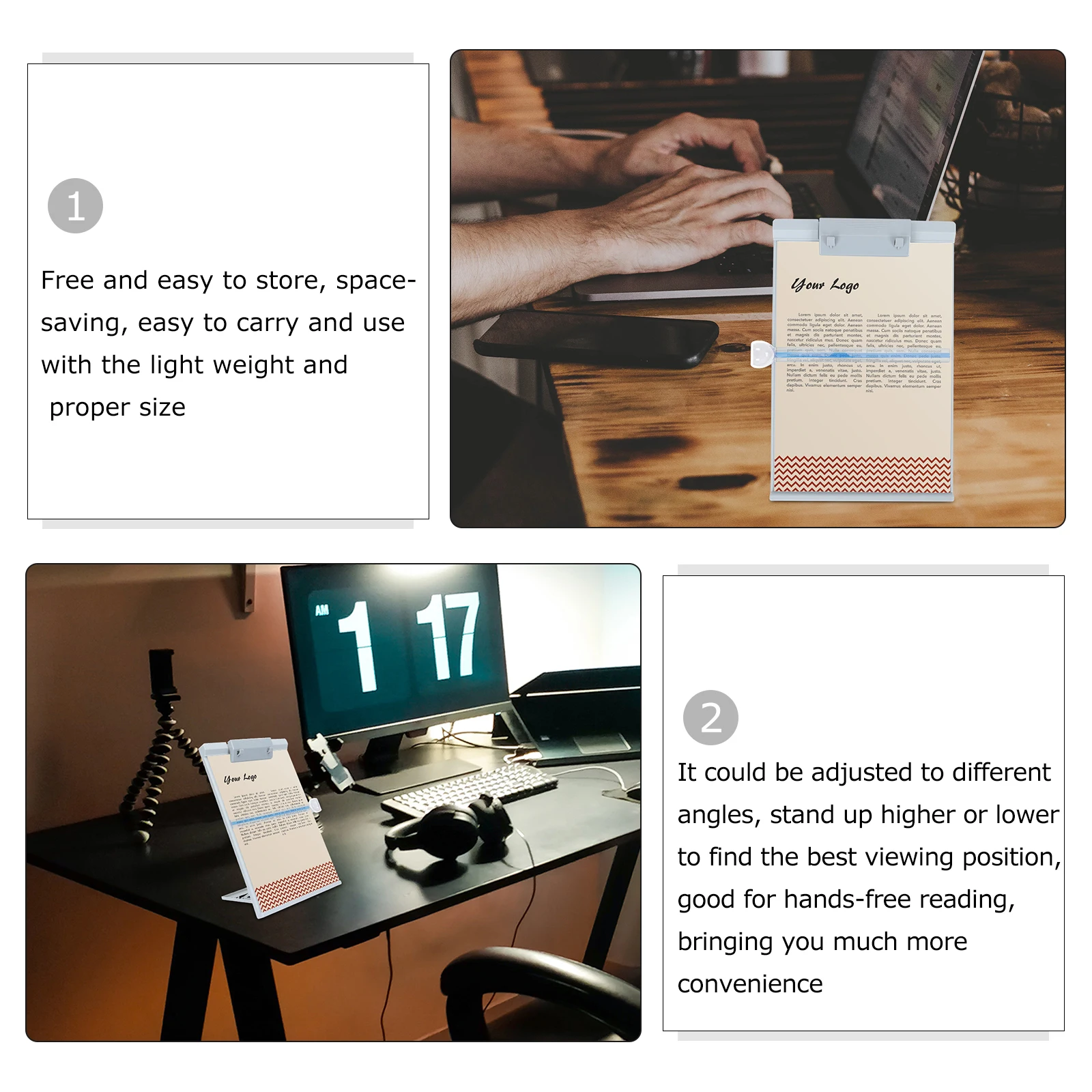 

Adjustable Plastic Document Holder Reading Stand Copy Holder Paper Organizer for Desk Books Papers Magazines Document Stand