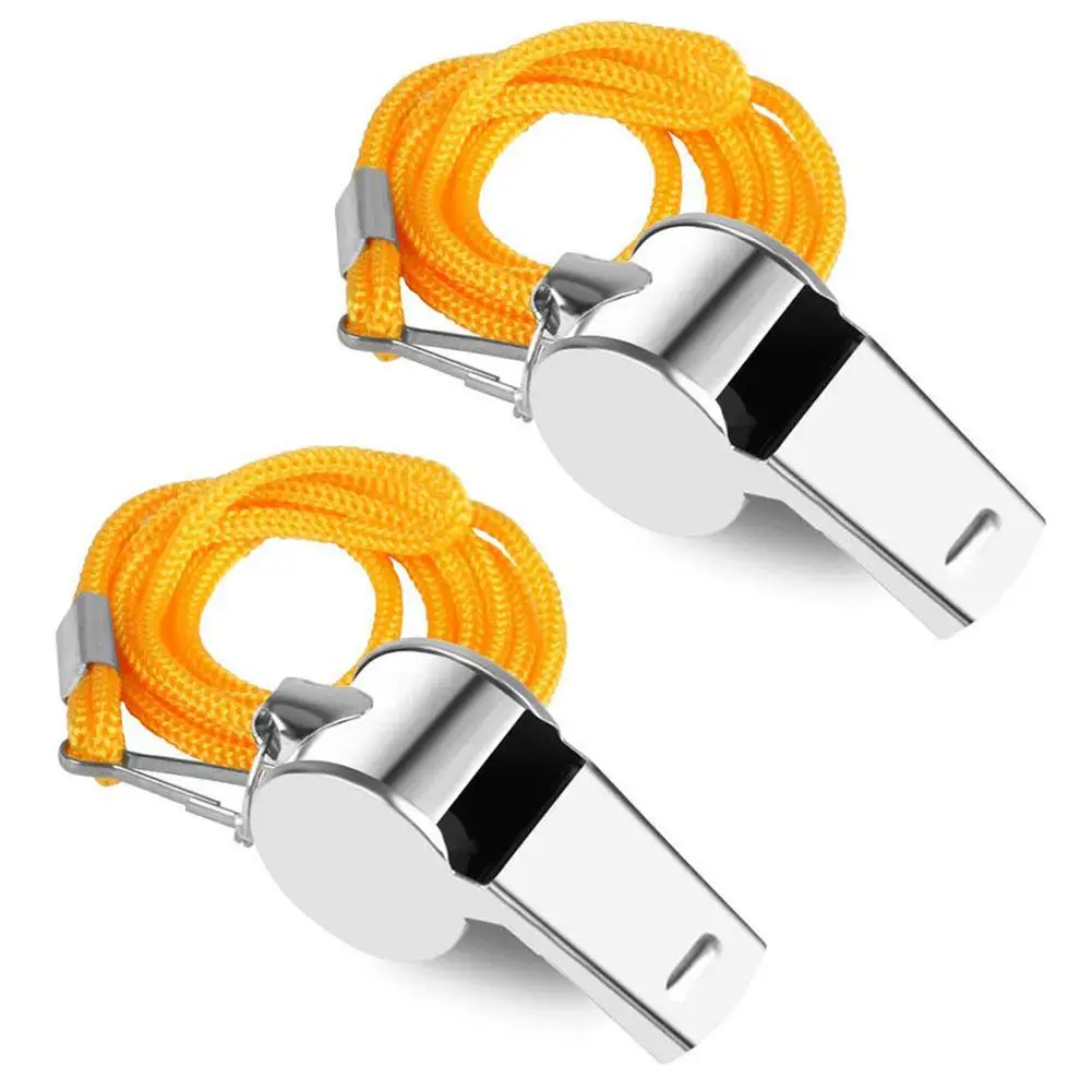 2pcs Training Whistles With Lanyard First Aid Loud Crisp Sound Whistle For Sports Referees