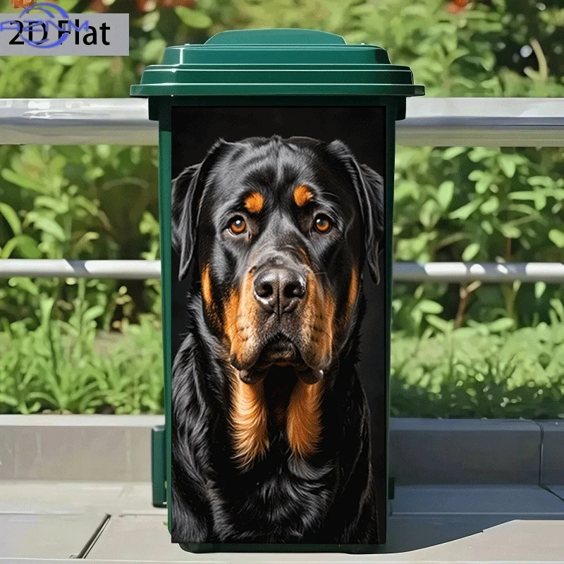 Trash Can Sticker Majestic Rottweiler Theme Design Self-Adhesive Wall Decal Wallpaper for Kitchen Trash Can Decoration, Suita