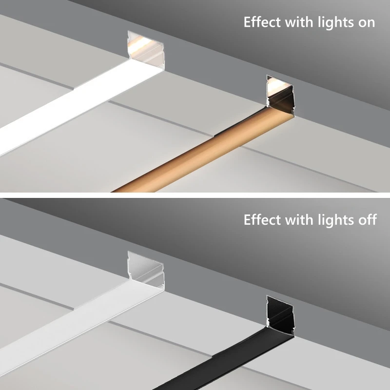 10pcs 3.3ft U/V-Shape LED Aluminum Profile Black Silver Channel Diffuser Holder Strip Light Cabinet Closet Decor Linear Lamp