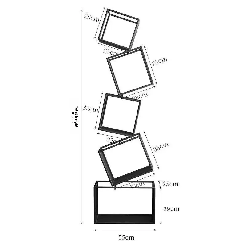 Bibliothèque invisible simple et moderne, étagère multicouche en fer forgé du sol au plafond