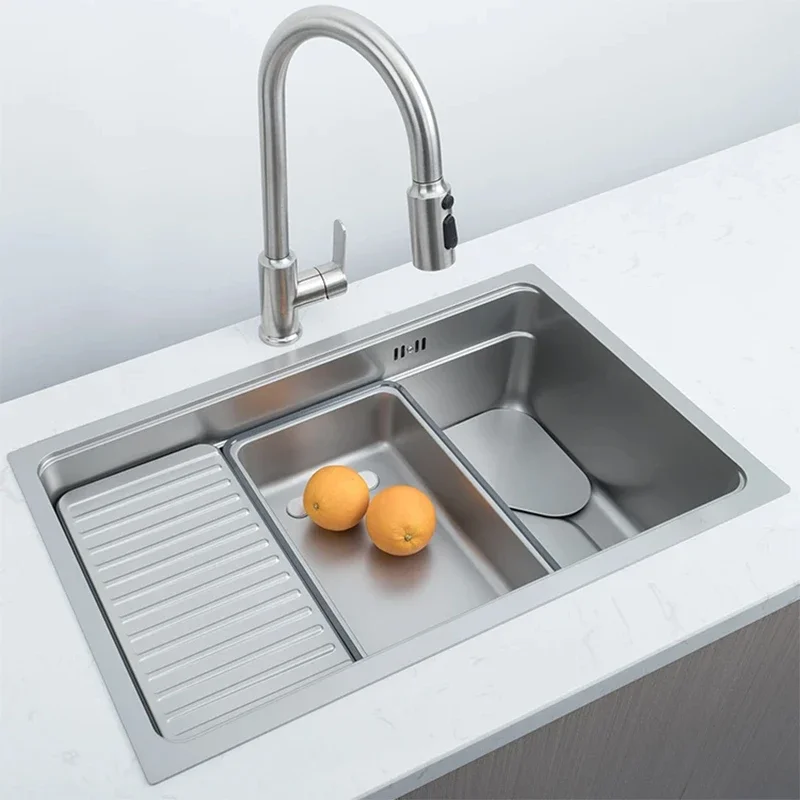 Stainless Steel Kitchen Sink Nano Silver Coated Bowl Under Counter Japanese Style Multifunctional Simple Large Single