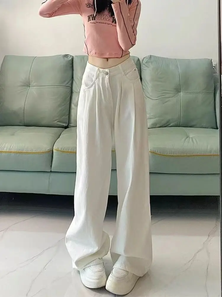 Jeans Women Full Length Trendy Korean Fashion High Street Empire Vintage Ins Spring Autumn Chic Ulzzang Casual All-match Popular