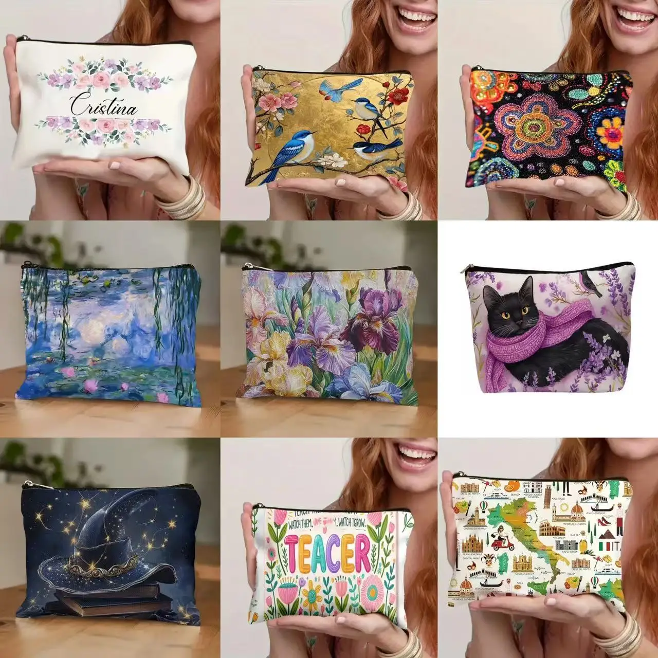 New Autumn Flower Storage Bag, Zipper Bag, Linen Makeup Bag, Beauty Storage Bag Makeup Pouch Make Up Bags Makeup Case