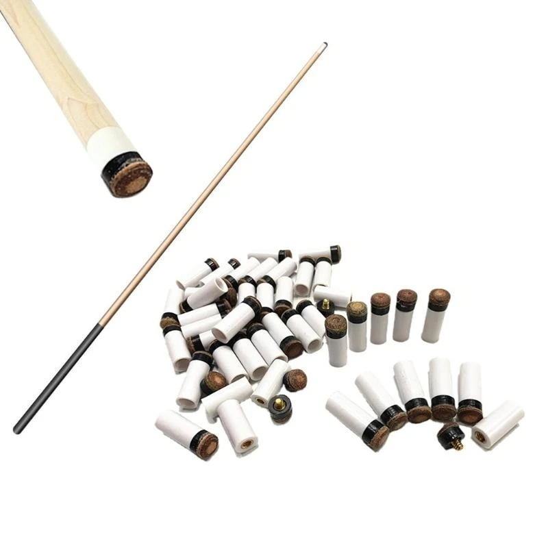 10Pcs Screw-on Cue Tips with White Pool Cue Ferrules Pool Accessory Sets