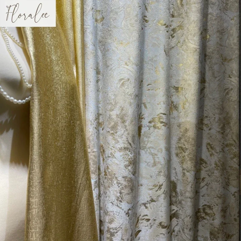 

Cream Curtains For Living Dining Room Bedroom Champagne Gold Silk Thread Jacquard High Precision Modern Light Luxury Curtain