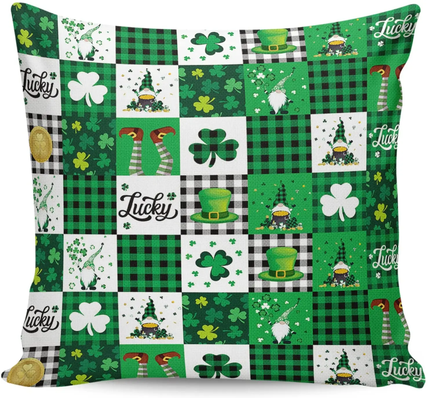 Throw Pillow Cover St. Patrick's Day Soft Decorative Pillow Case Square Cushion Covers with Zipper Closure, Home Decoration