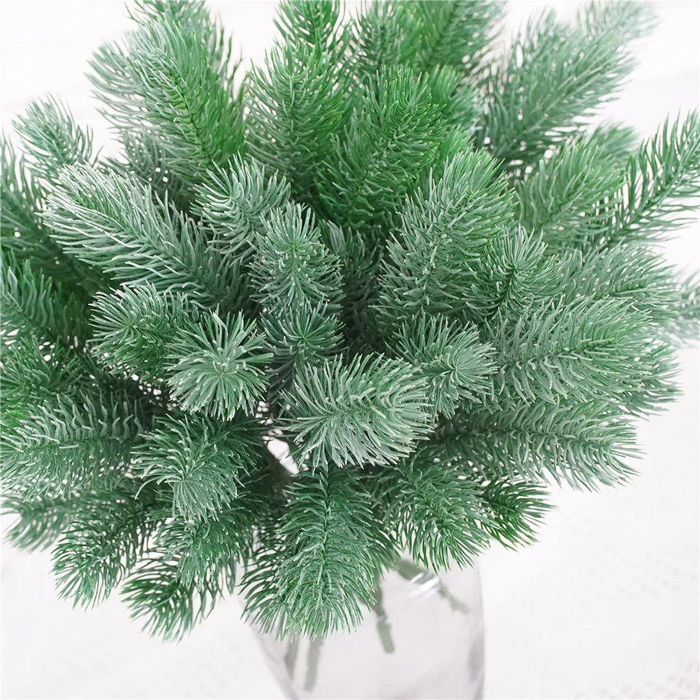 

4Pcs Artificial Pine Picks 6 Fork Pine Needle Twigs for Christmas Holiday Wedding DIY Party Photo Props Artificial Pines