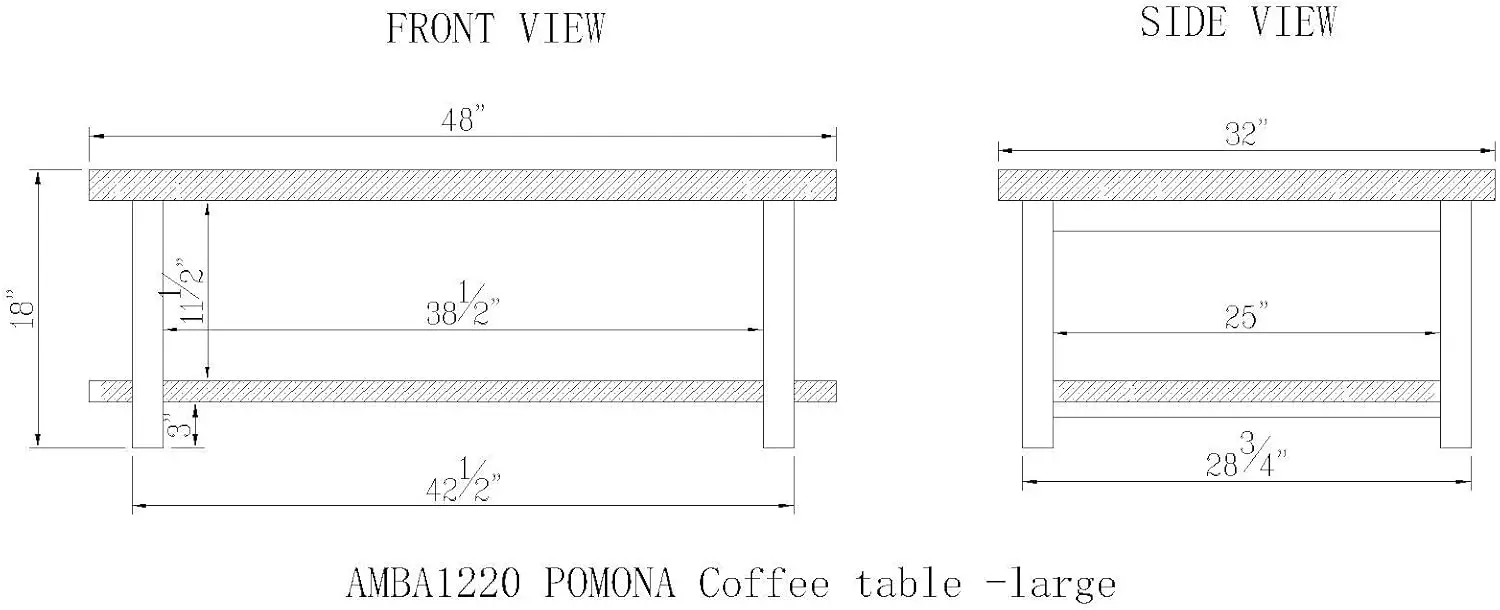 Кофейный Pomona промышленный современный винтажный металлический и деревянный стол, легкая сборка, 42 дюйма x 24 дюйма x 18 дюймов, 48 дюймов, деревенский натуральный