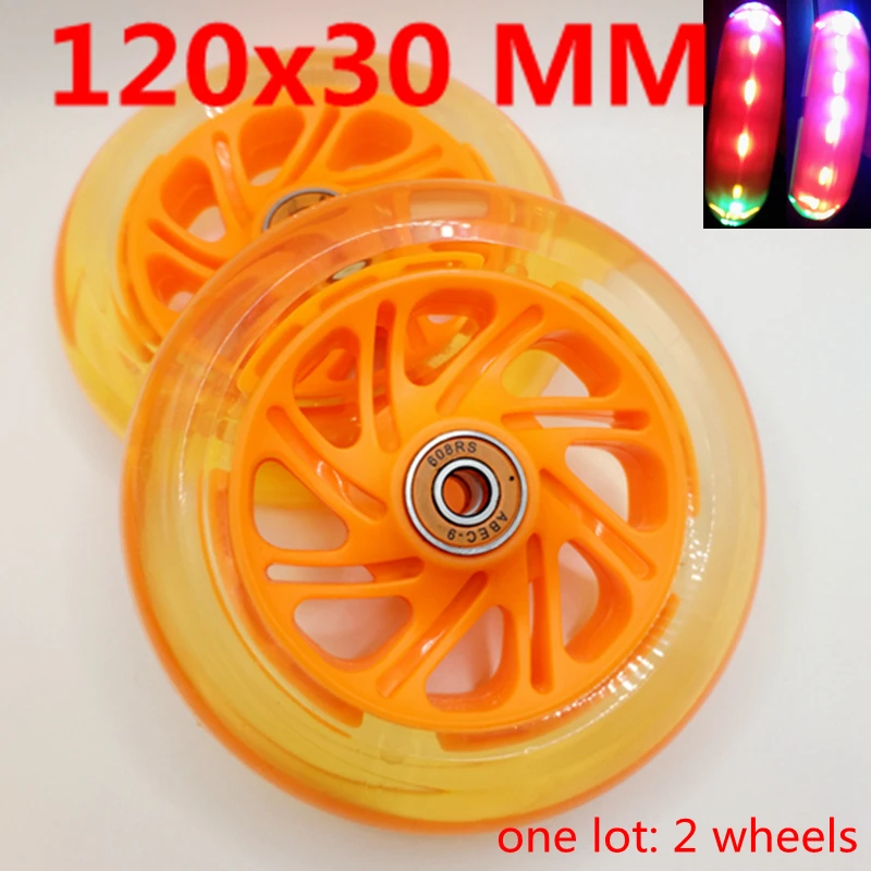 Scooter wheel flashing 120x30 mm  120 mm bearing abec-9 thick wheel meat high quality