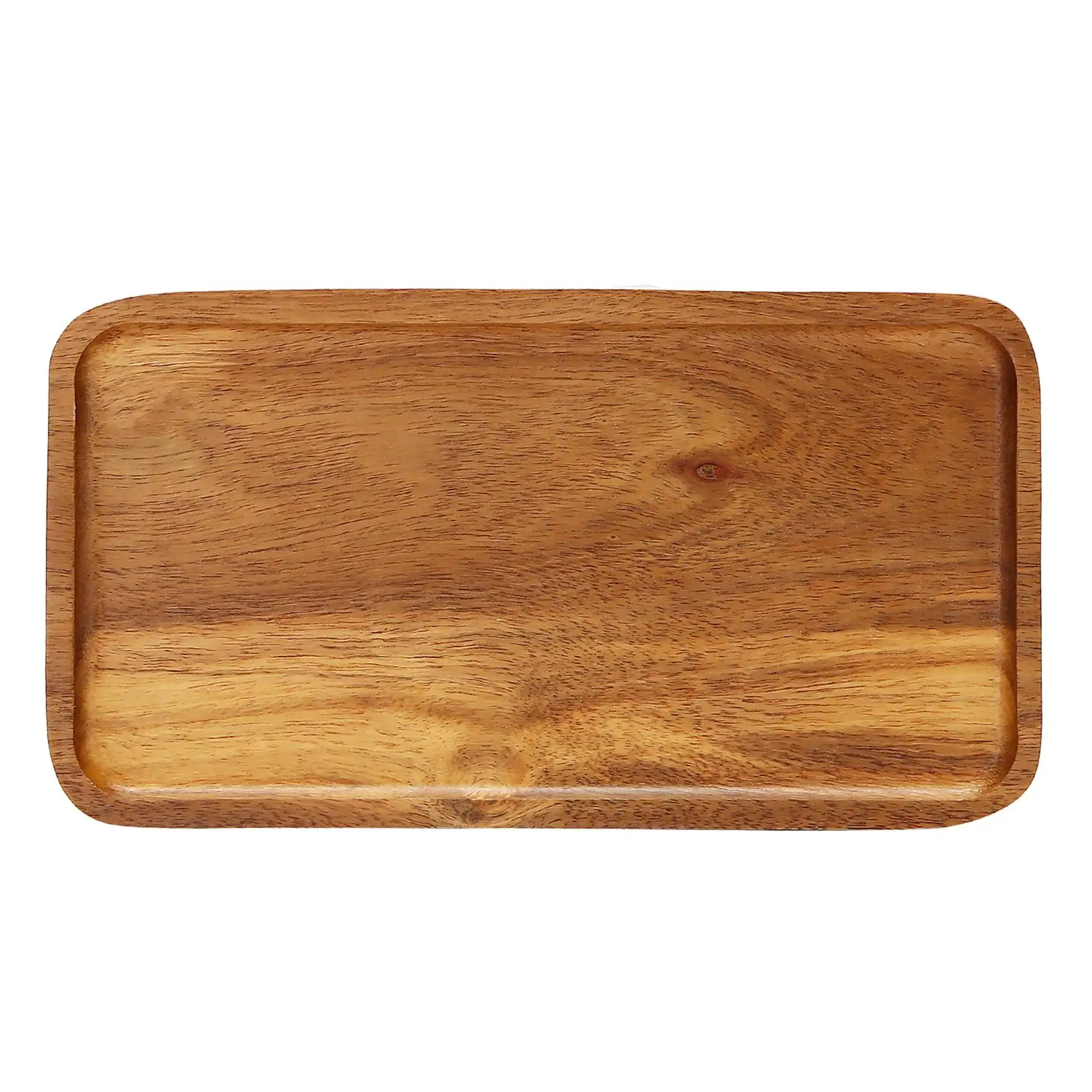 AB46-Acacia Serving Tray, Rectangular Solid Wood Flat Bottom Plate, Fruit Plate, Saucer, Tea Tray, Dessert Plate