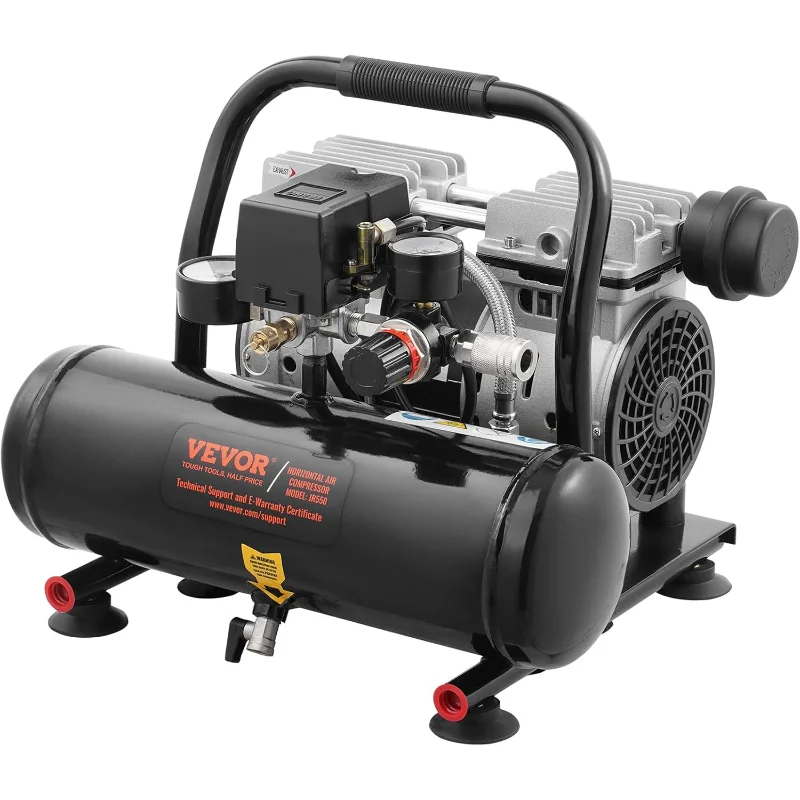 

VEVOR Air Compressor, 1 Gallon Steel Tank, 1HP 1.5CFM @ 90PSI Oil Free Air Compressor & Max. 120PSI Pressure, 78dB Ultra