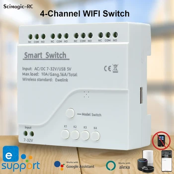 EWeLink 스마트 리모컨 와이파이 스위치 모듈, 인칭 릴레이 자동 잠금 리시버, 4 방향 알렉사, DC 12V, 24V, 32V, 110V, 220V