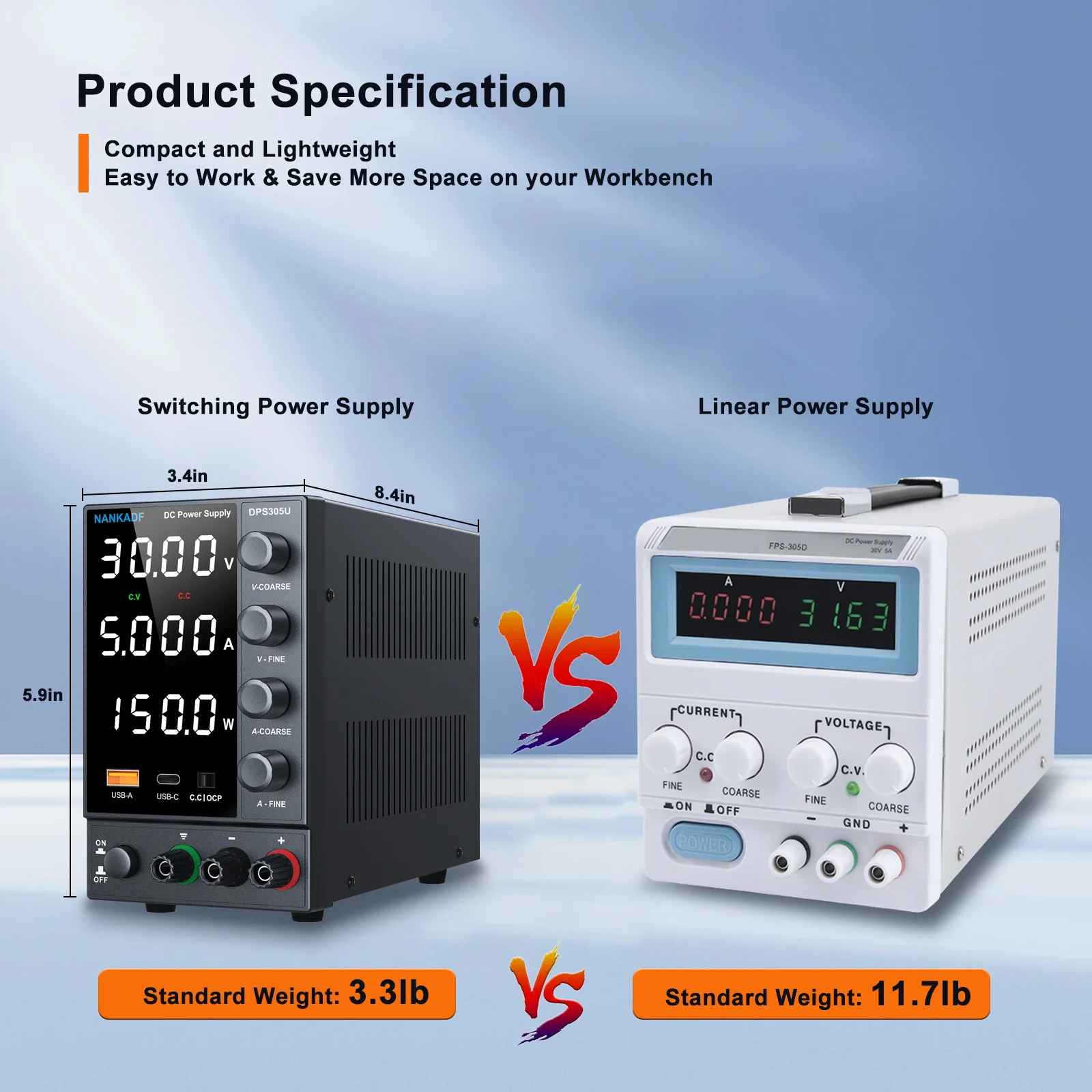 Imagem -03 - Fonte de Alimentação dc Ajustável de Posições Banco de Laboratório 30v 5a 30v 10a 220v 115v ac Conversão de Comutação Usb Tape-c Carregamento Rápido