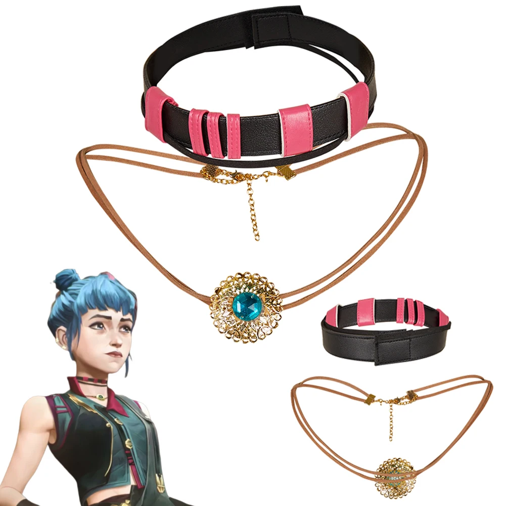 Juego Arcane Lol Powder Jinx, collar para mujer, disfraz para niñas, accesorios para trajes, accesorios de juego de rol para fiesta de Carnaval y Halloween