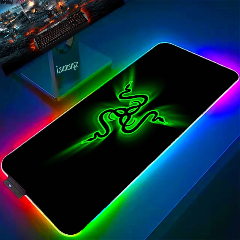 

Luminous RGB Mouse Pad RAZER Gaming Accessories Keyboard Desk Mat Large Speed Backlight Mats Pc Gamer Cabinet Mousepad With Wire