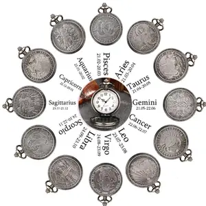 Кварцевые карманные часы со знаками Зодиака, 12 созвездий