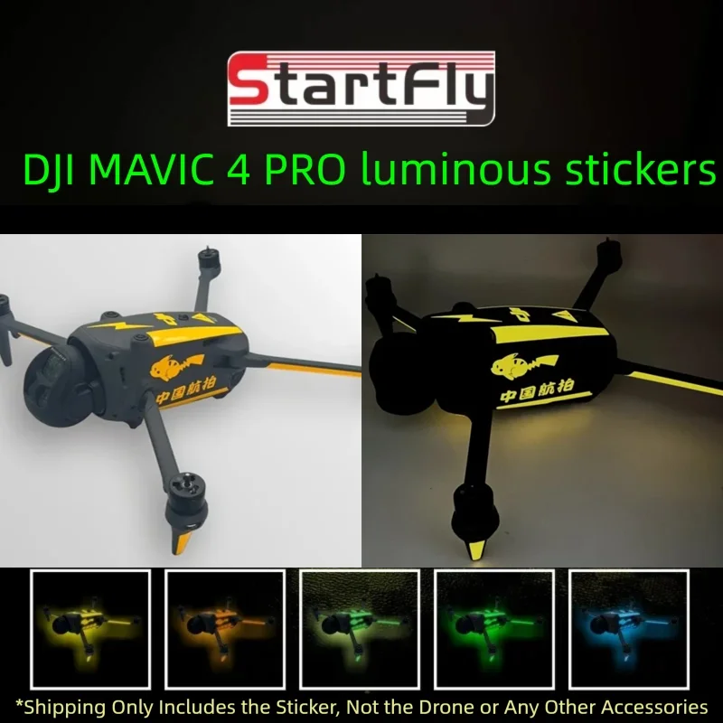 Pegatina Luminosa para Dron DJI Mavic 4Pro, Película Protectora Decorativa para MAVIC 4 PRO, Calcomanías de Vuelo Nocturno, Accesorios de Seguridad