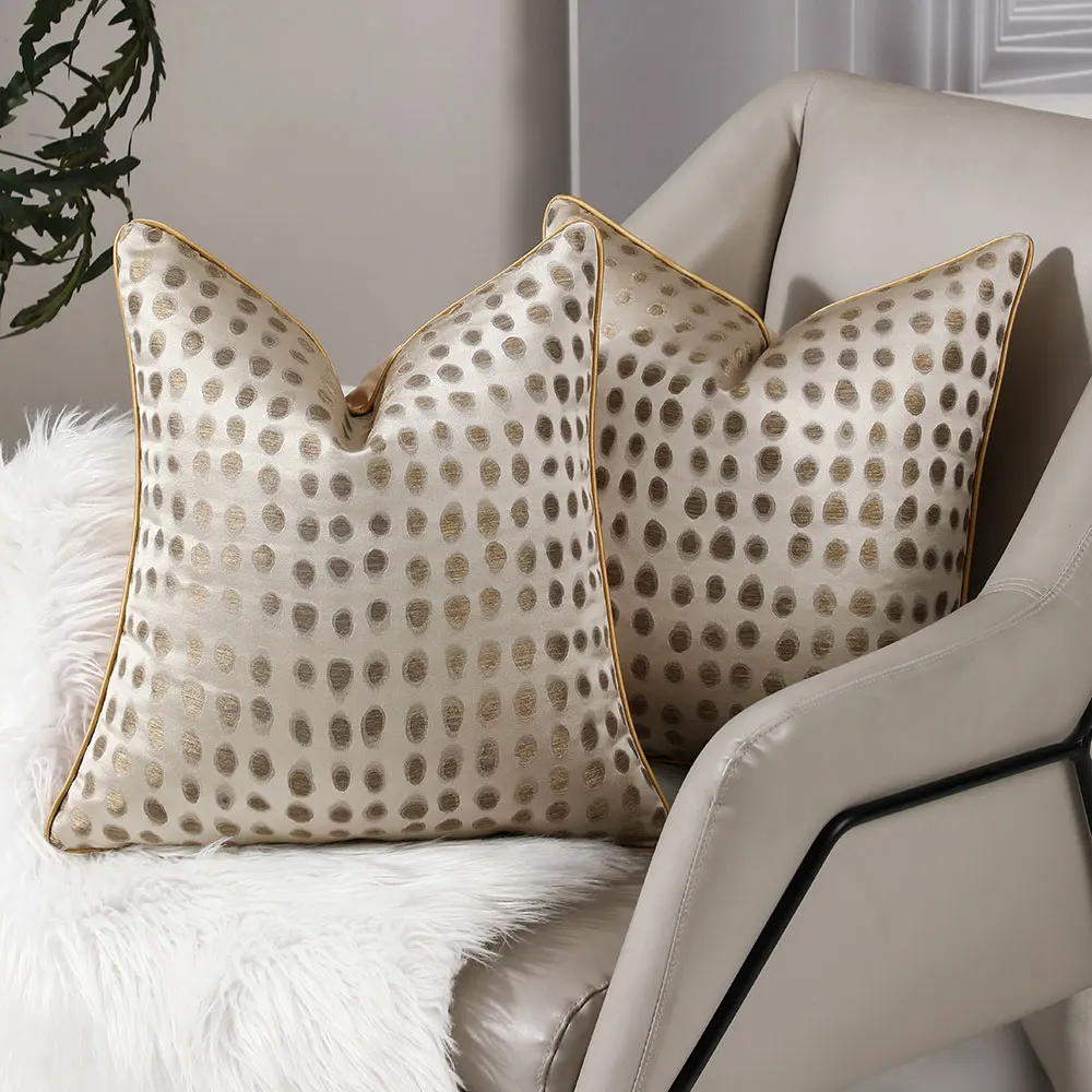 2 Pack Geometric Jacquard Sofa Pillow Cover 45x45cm Modern Living Room Decorative Throw Pillowcases Gold Cushion Cover