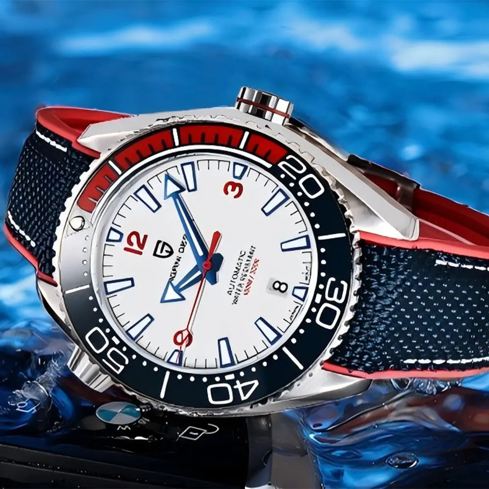 PAGANI DESIGN Uhr für Herren Sportliche Mechanische Uhren Keramik-Lünette 100M Wasserdicht Herrenuhr Automatische Armbanduhr für Männer Geschenk