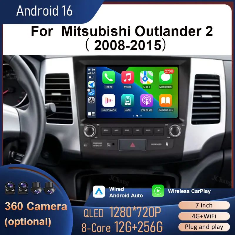 9 inch for  Mitsubishi Outlander 2 2008 - 2015 Android Auto Car Radio Mutimedia Player GPS Navigation Bluetooth4G DSP WFi QLED