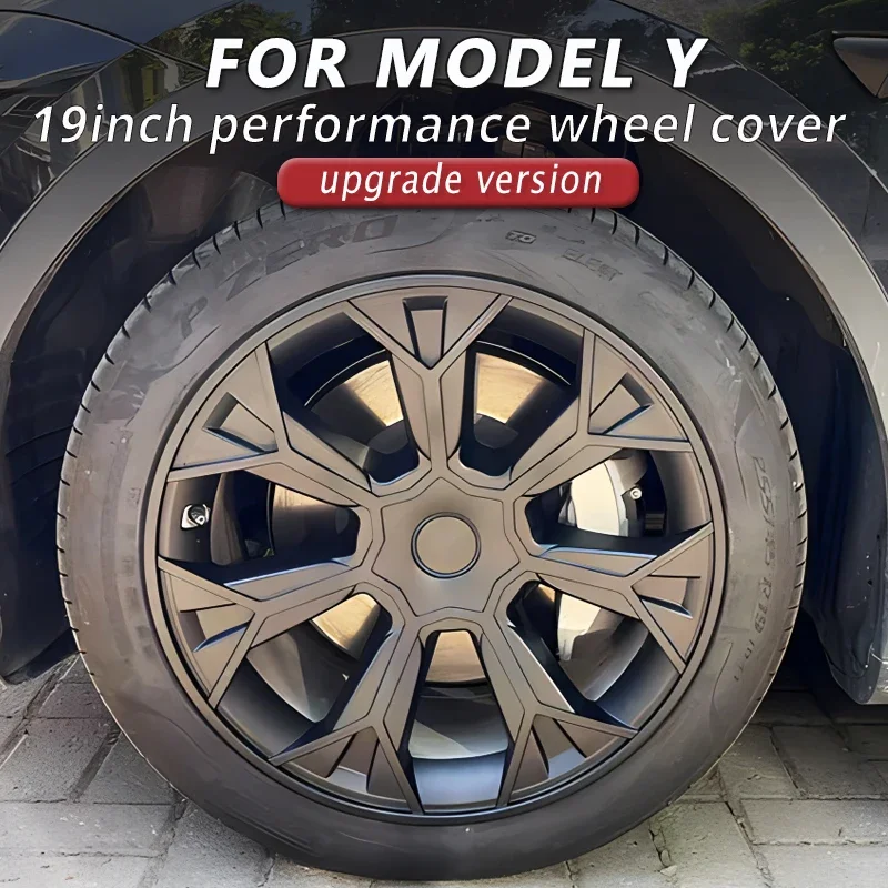 4PCS HubCap Performance Replacement Wheel Cap Automobile Hub cap Full Rim Cover Accessories for Tesla Model Y 19-Inch 2019-2023