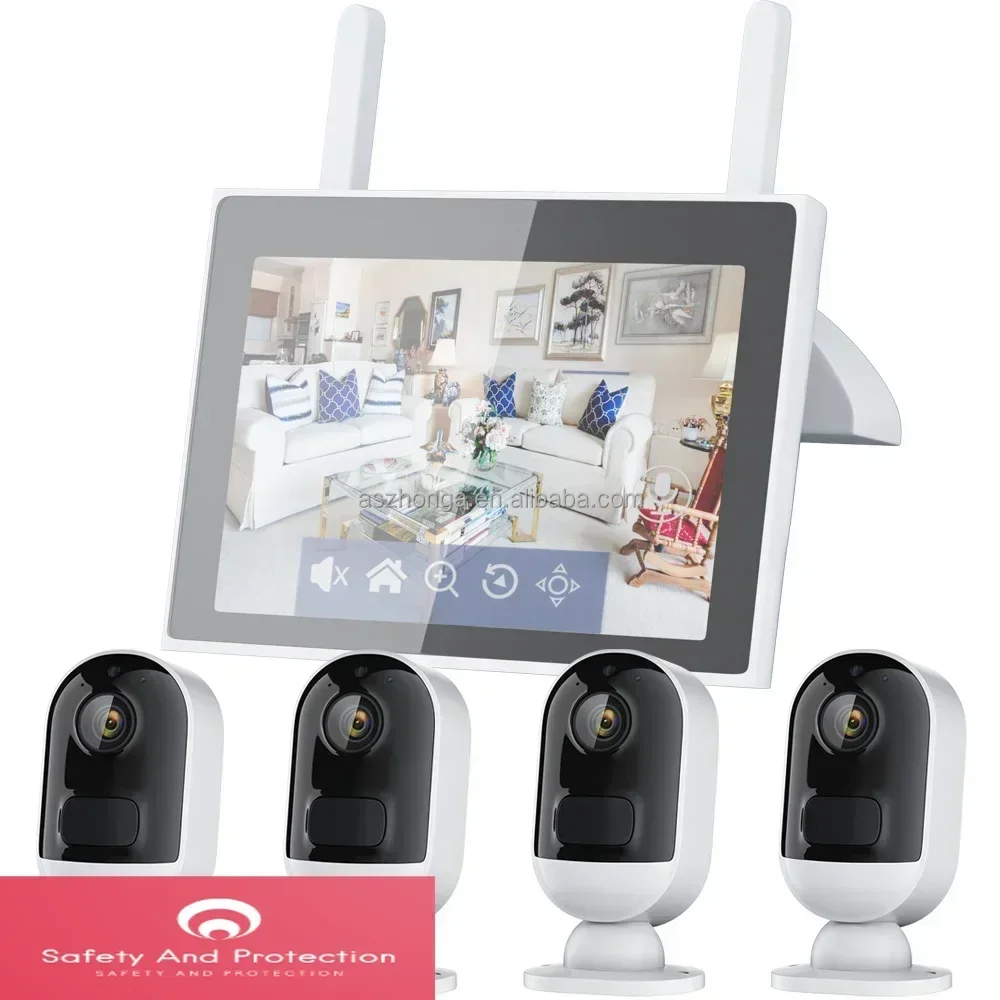 

Беспроводная IP-система видеонаблюдения для дома 2026: 4-канальная мини-камера на аккумуляторе, 3 МП, Wi-Fi, 7-дюймовый ЖК-монитор, комплект NVR