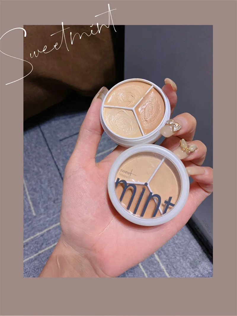 3-Farben Augenaufhellender Concealer & Kontur-Creme mit Voller Abdeckung, Ölkontrolle, Langanhaltend, Korrigiert Flecken, Akne, Augenringe – Detail 1