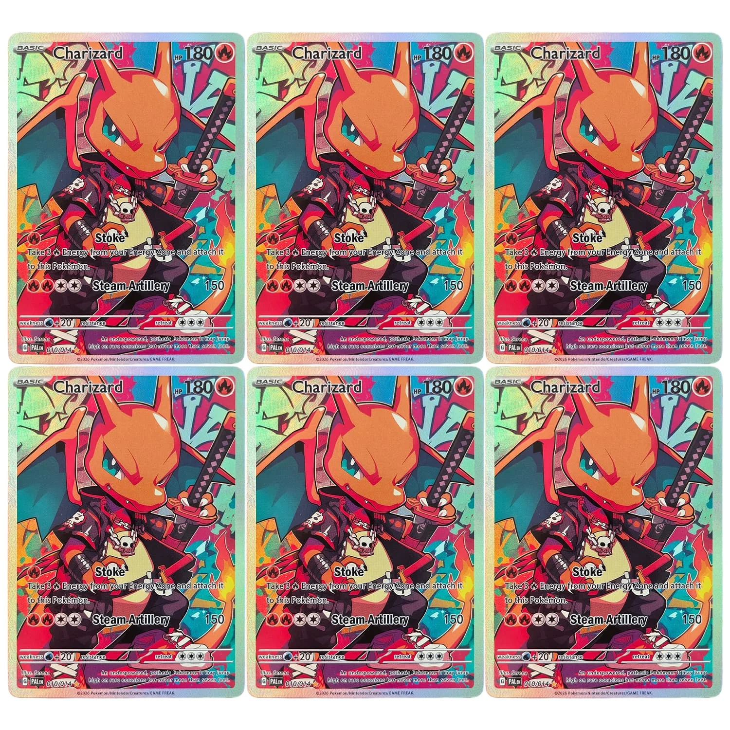 Selbstgemachte Englische Samurai-Serie Charizard Fanart-Sammlung, Strukturierte Anime-Karte, Spielzeug