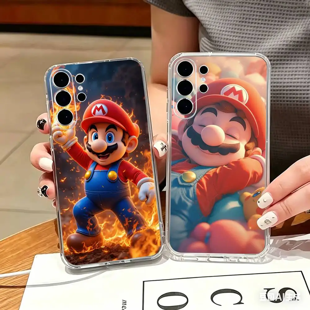 Super Mario-s  Clear Hard Phone Case For Samsung S25,24,23,22,21,10,9,Ultra,Plus,Lite Transparent Cover