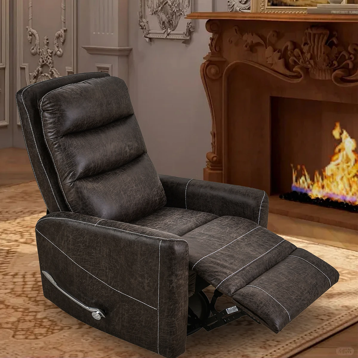 

Chair Manual Swivel Rocking Recliner Mordern Home Theater Seating Soft Reclining Chairs Living Room Brown Leather Atmospheric