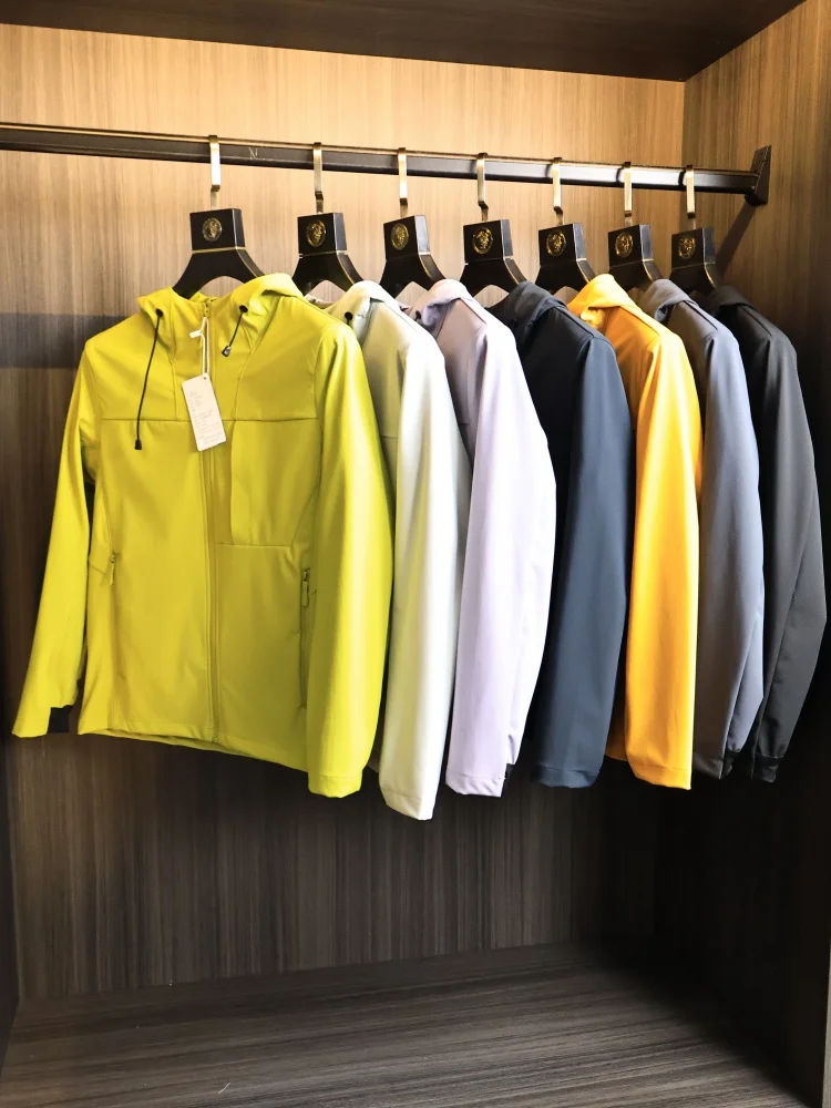 High Density Waterproof  Jacket Men's Outdoor Spring Autumn Sport Windproof Hooded Soft  Jacket Standard Fit Fashio...