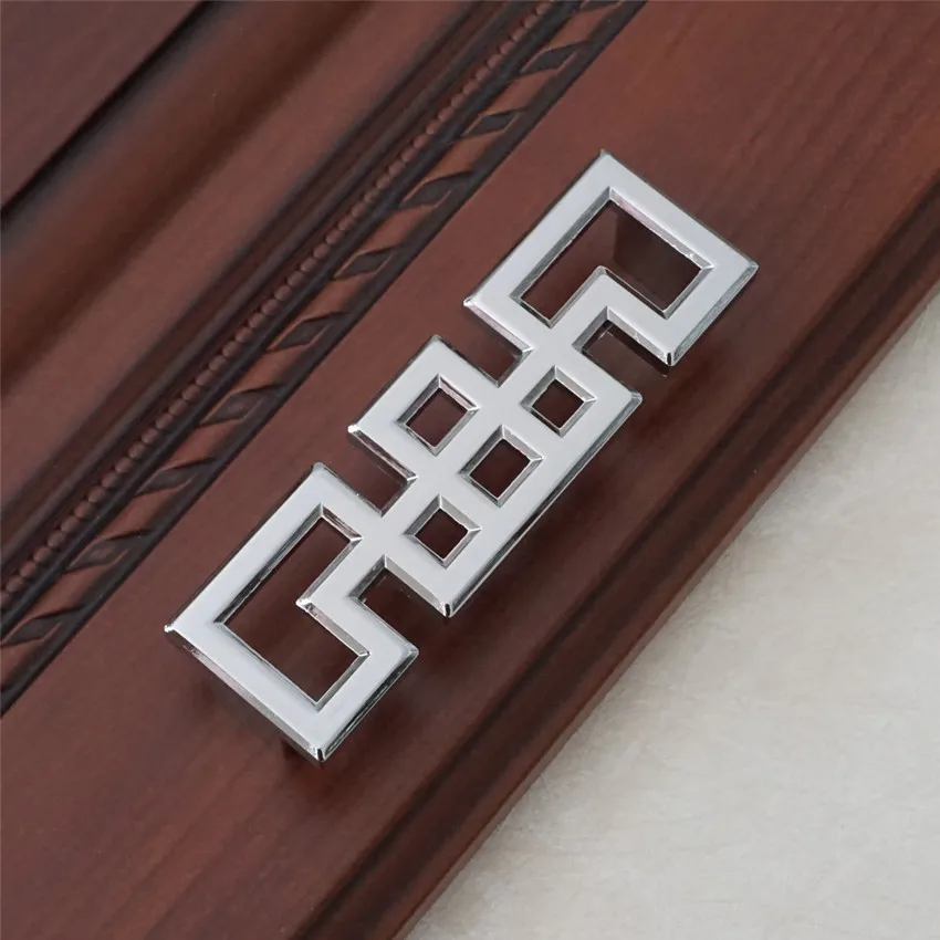 Maniglia per porta in argento comò tira maniglie manopole/maniglie per mobili in stile cinese manopola per maniglia armadio da cucina maniglia Bling